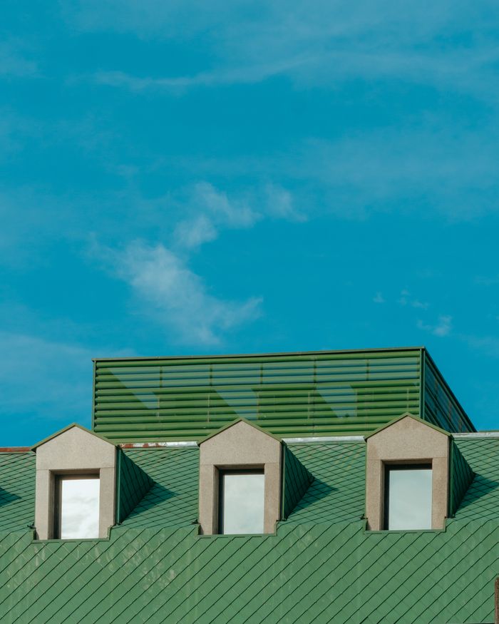 Explore the modern architectural design featuring a green roof in the vibrant city of Puerto Montt, Chile.